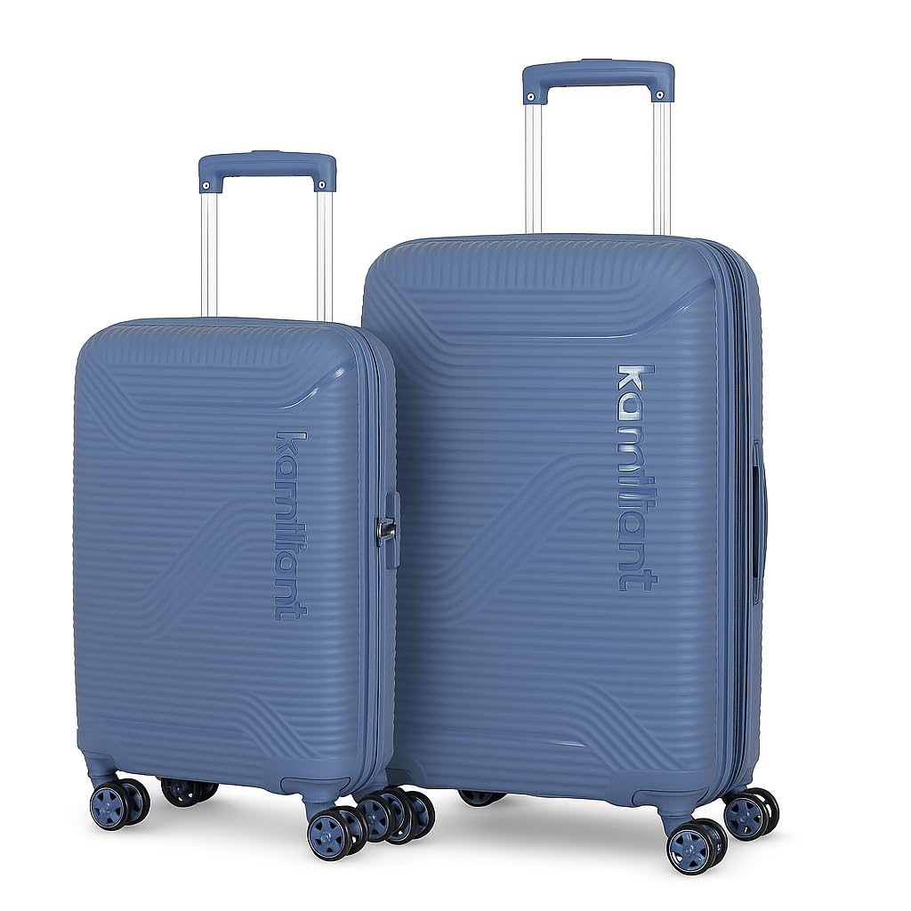 Kamiliant by American Tourister Nexus with Combination Lock & 8 Wheel 2Pc Set (Small + Large) & Internal Organiser, Hard PP Suitcase for Travel/Trolley Bag with Double Wheel- Blue (Blue Fin)-picture-17