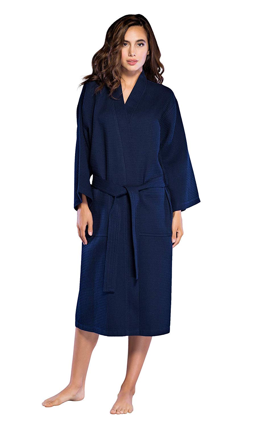 Personalized Embroidered and Monogrammed Bathrobes for Women | Lightweight Long Waffle Kimono Unisex Spa Robe