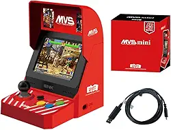 NEOGEO MVS Mini Arcade Console - 45 Preloaded Classic SNK Games (KOF, Metal Slug, Samurai Shodown), 3.5" 4:3 TFT LCD, 2-Player Support, HDMI, ABS Plastic Retro Gaming Console for Adults & Kids