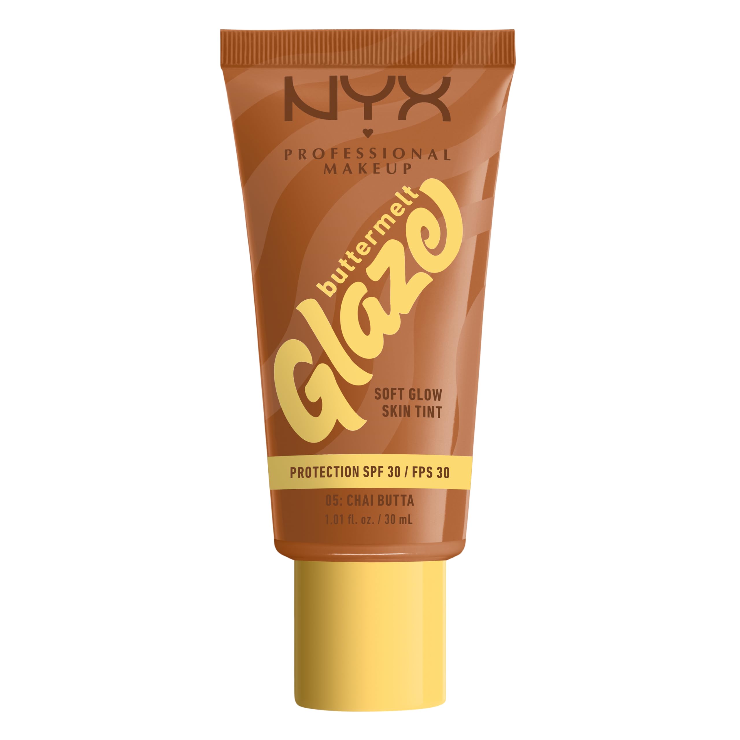 NYX Professional Makeup Skin Tint, Buttermelt Glaze Soft Glow Skin Tint for Face, with Niacinamide, Shea Butter and Mango Butter, with Up To 12 Hour Wear and SPF 30, Shade: Chai Butta