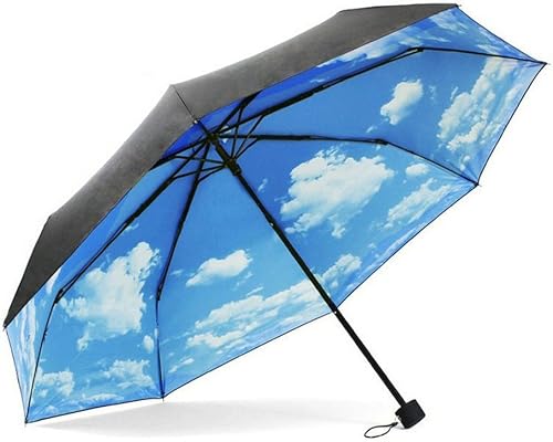 ColorDrip Unisex de los adultos azul cielo las nubes blancas plegable paraguas de viaje
