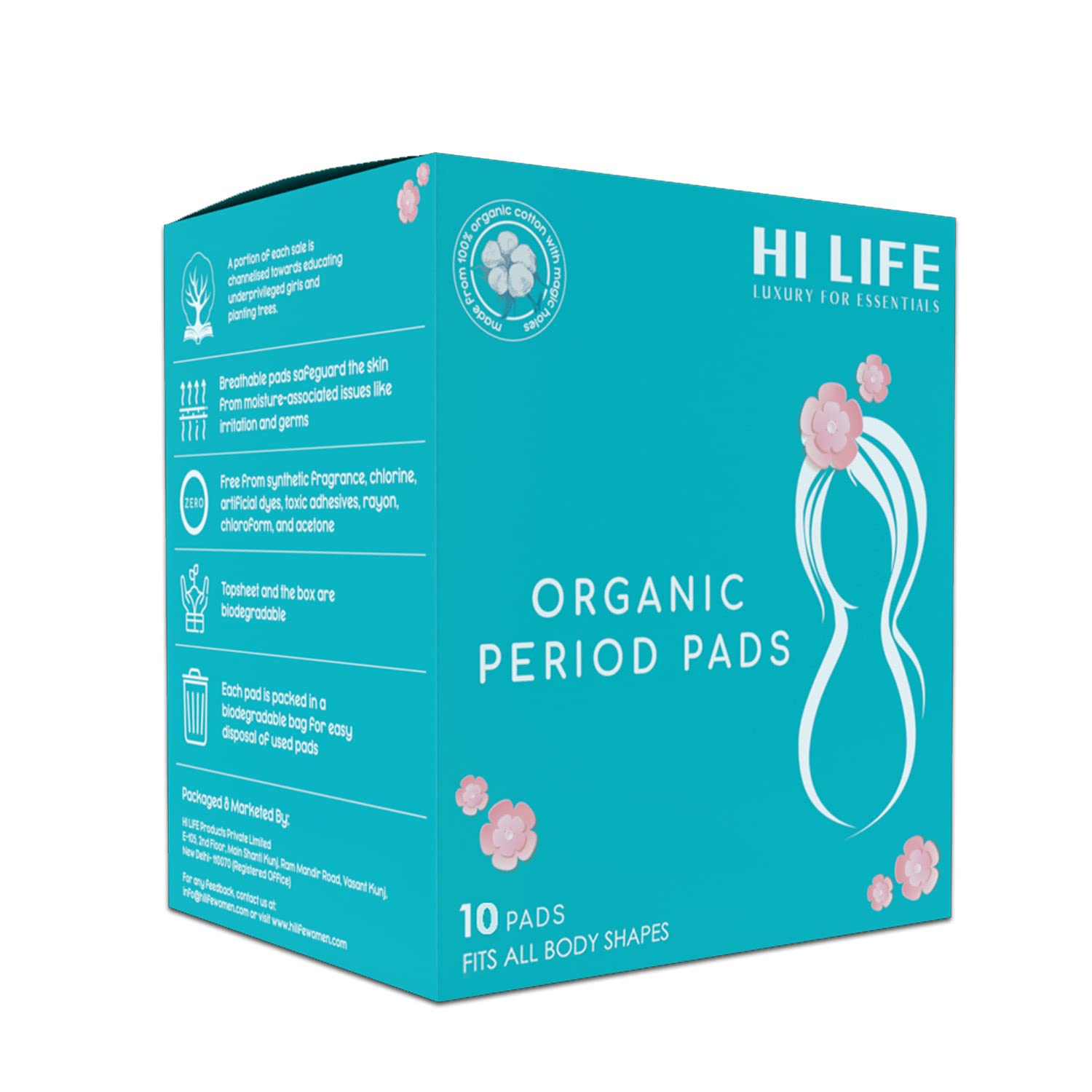 Hi Life FLOW EASY ORGANIC PADS With Honeycomb LeakLock |Sanitary Pads | Rash free Sanitary Pads | Ultra Soft Pads | heavy sanitary period pads | 100% Organic Cotton Pads for Normal-Sensitive Skin | Sanitary Napkins for Overnight & Heavy Flow with Fre (B092SJV46P) Amazon Price History, Amazon Price Tracker