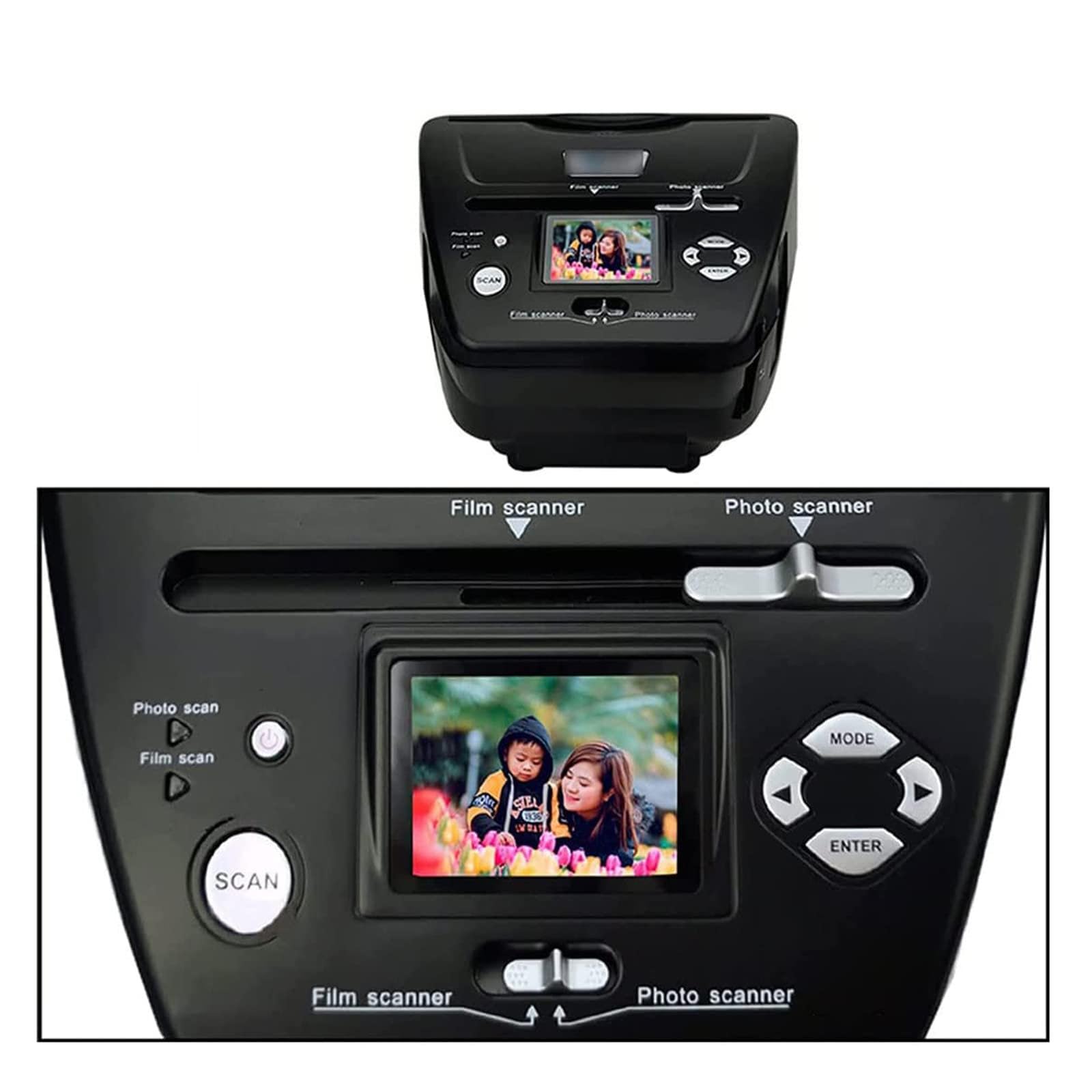 Scanner per Diapositive e Foto con Schermo LCD da 2,4", conversione di Negativi ad Alta risoluzione, Diapositive e Negativi a Colori e in Bianco e Nero da 35 mm/135, pellicole fotografiche