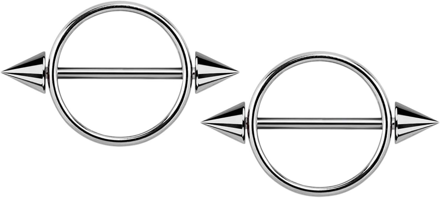 Pierced Owl G23 Titanium Spiked Barbell Nipple Shields, Sold as a Pair (14mm (9/16"))