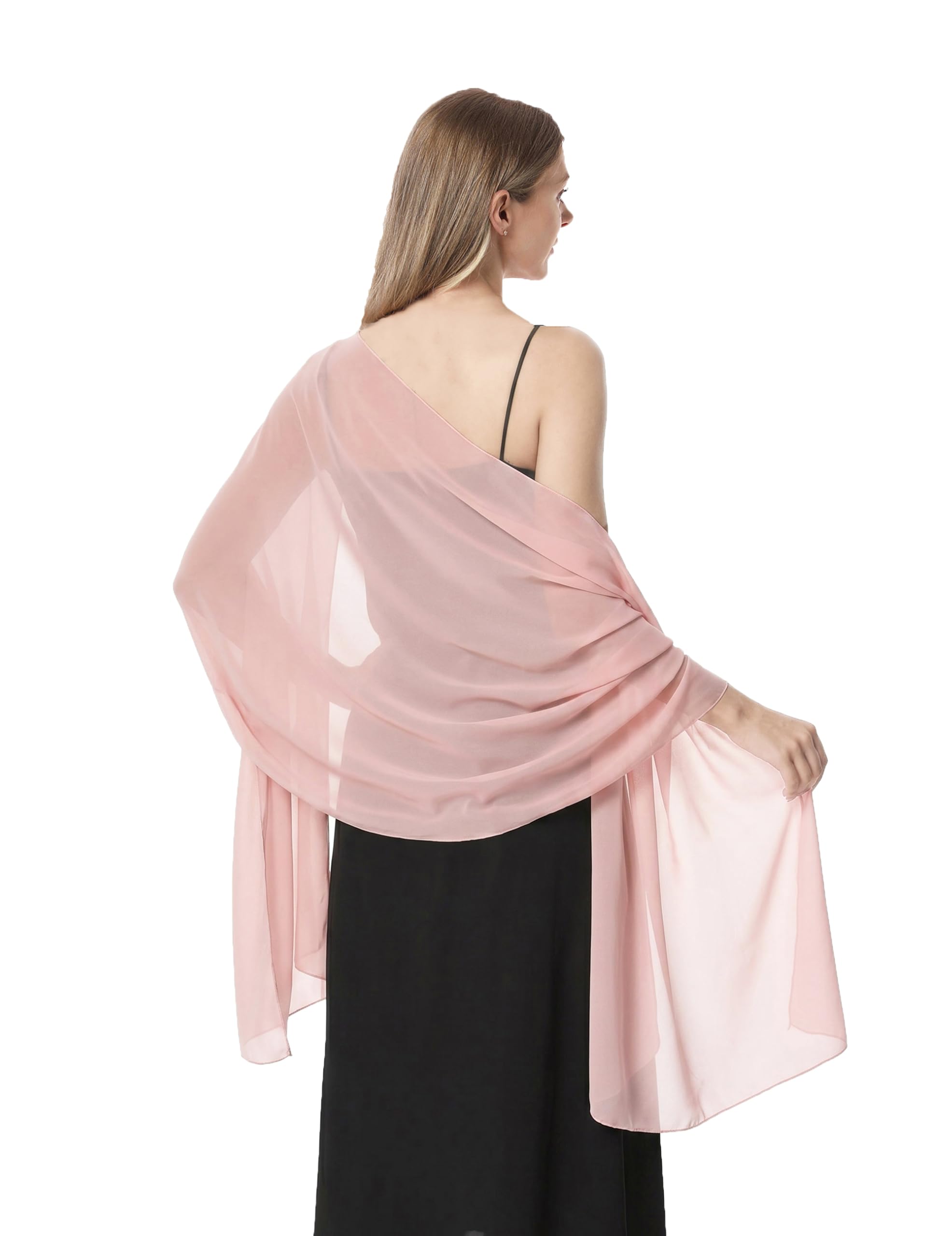Hotshawl Shawl Scarve Wraps Soft Chiffon Lace Pashmina for Evening dresses on formal occasions, Blush(chiffon), One Size