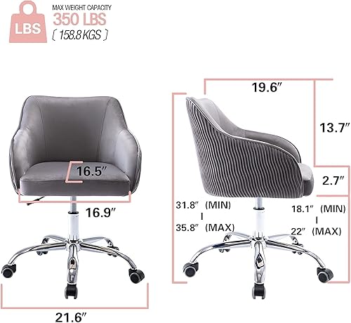 Miniatura 8 de CAELUM Linda silla de escritorio para adolescentes y niñas, sillas de escritorio para computadora de oficina en casa con ruedas y brazos, cómoda