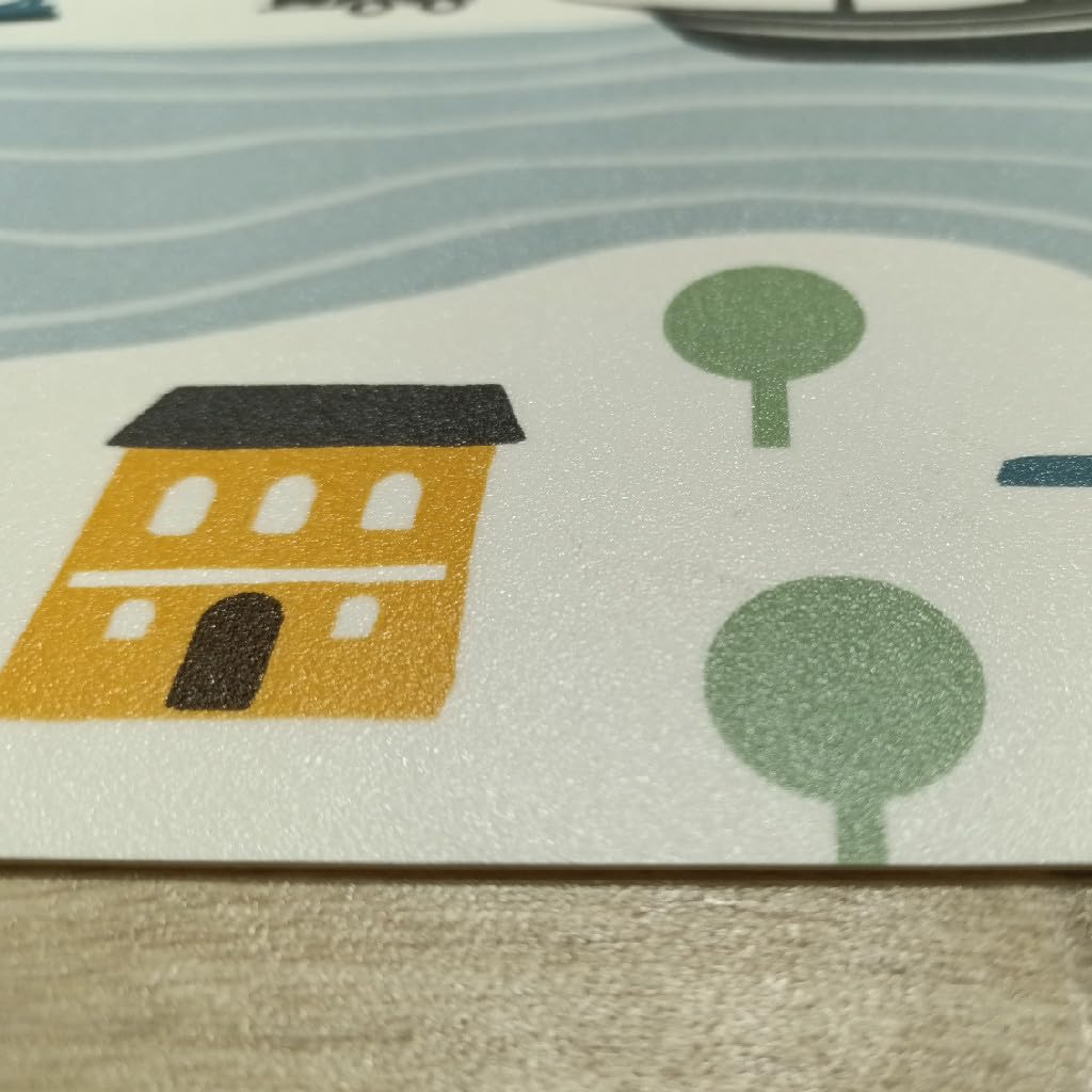 Alfombra de Vinilo Infantil Villa – Pie de Cama Larga y fácil de Limpiar. (50x200 cm)