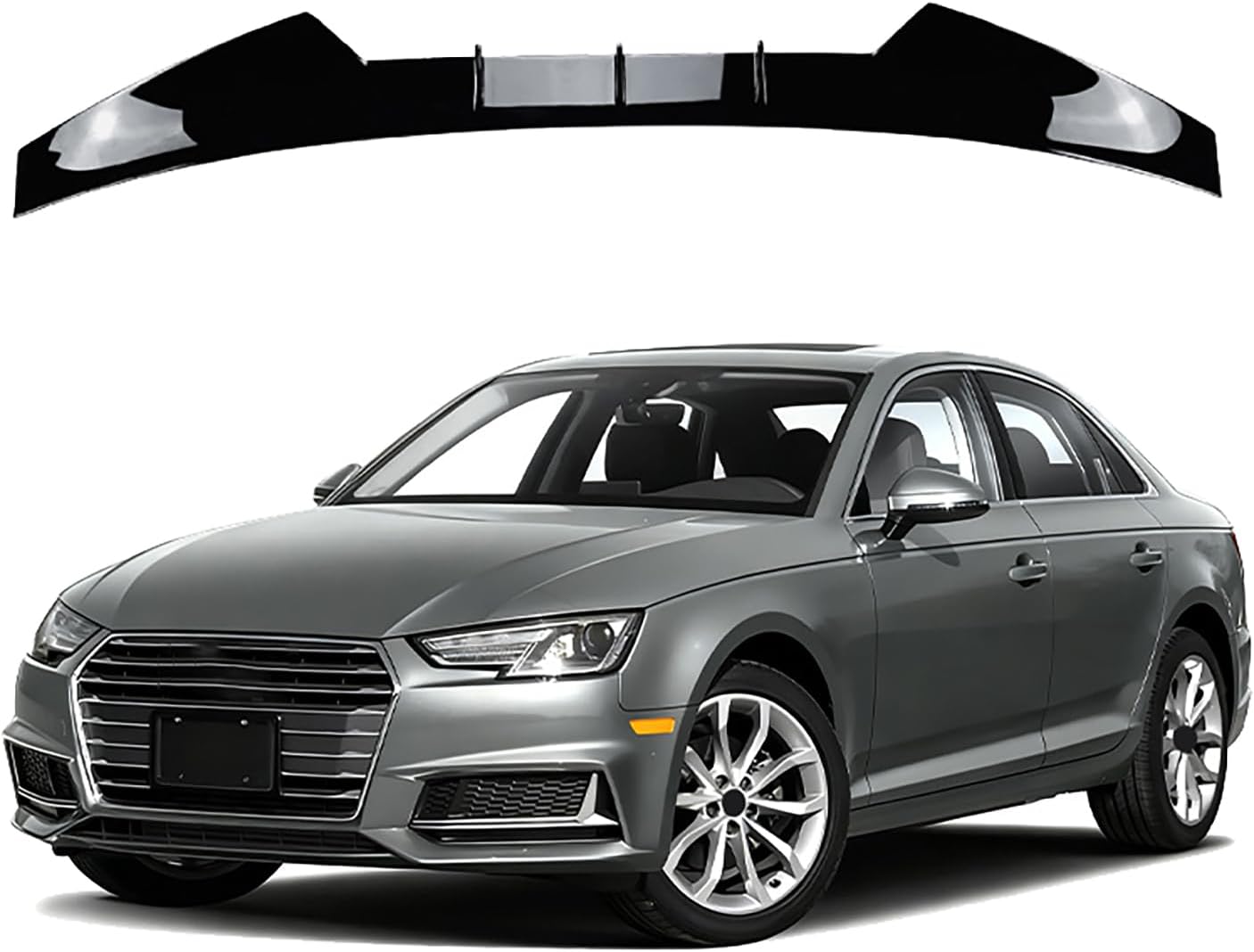 Rear Trunk Spoiler for Audi A4 B9 Sedan 2017 2018 2019 2020-2024, Rear Window Top Roof Spoiler Wing, Modification Tail Wing, Car Wing Punch-Free,Black