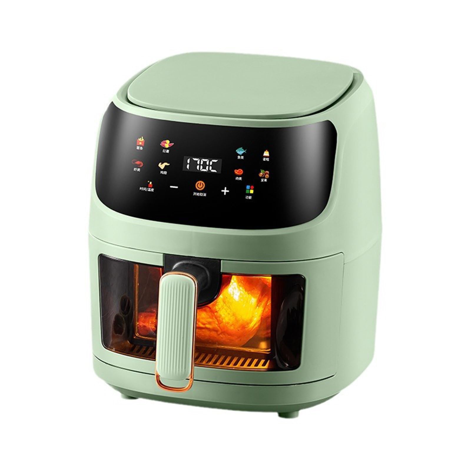Friggitrice Ad Aria con Oblò - capacità 8 Litri, Funzionamento One-Touch, Lavabile in Lavastoviglie, Cottura Ad Aria Calda Senza Olio, Friggitrice Multifunzione per Pasti（Green）