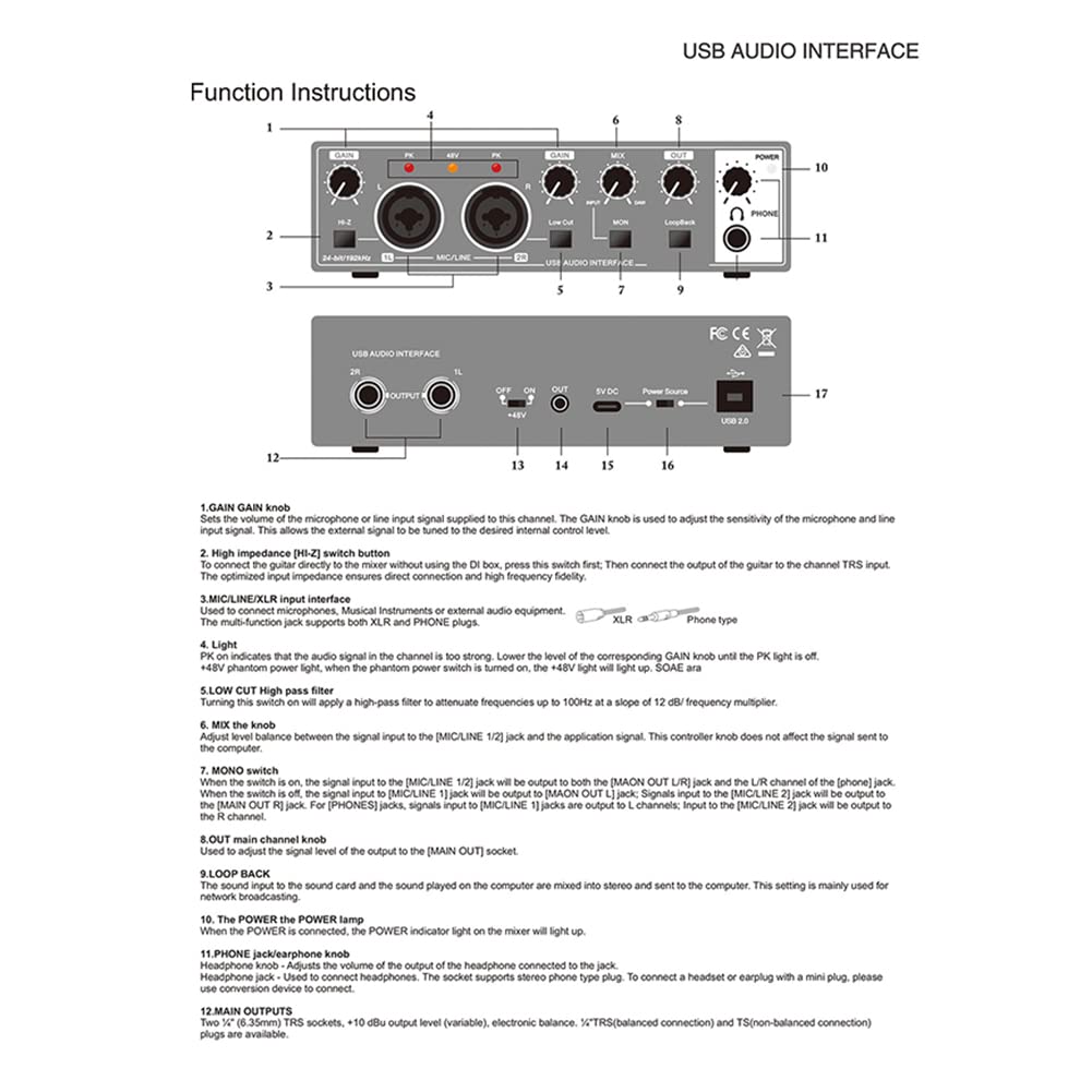 Lisher 1 scheda audio studio registrazione USB audio interfaccia professionale per registrazione audio per registrazione rosso