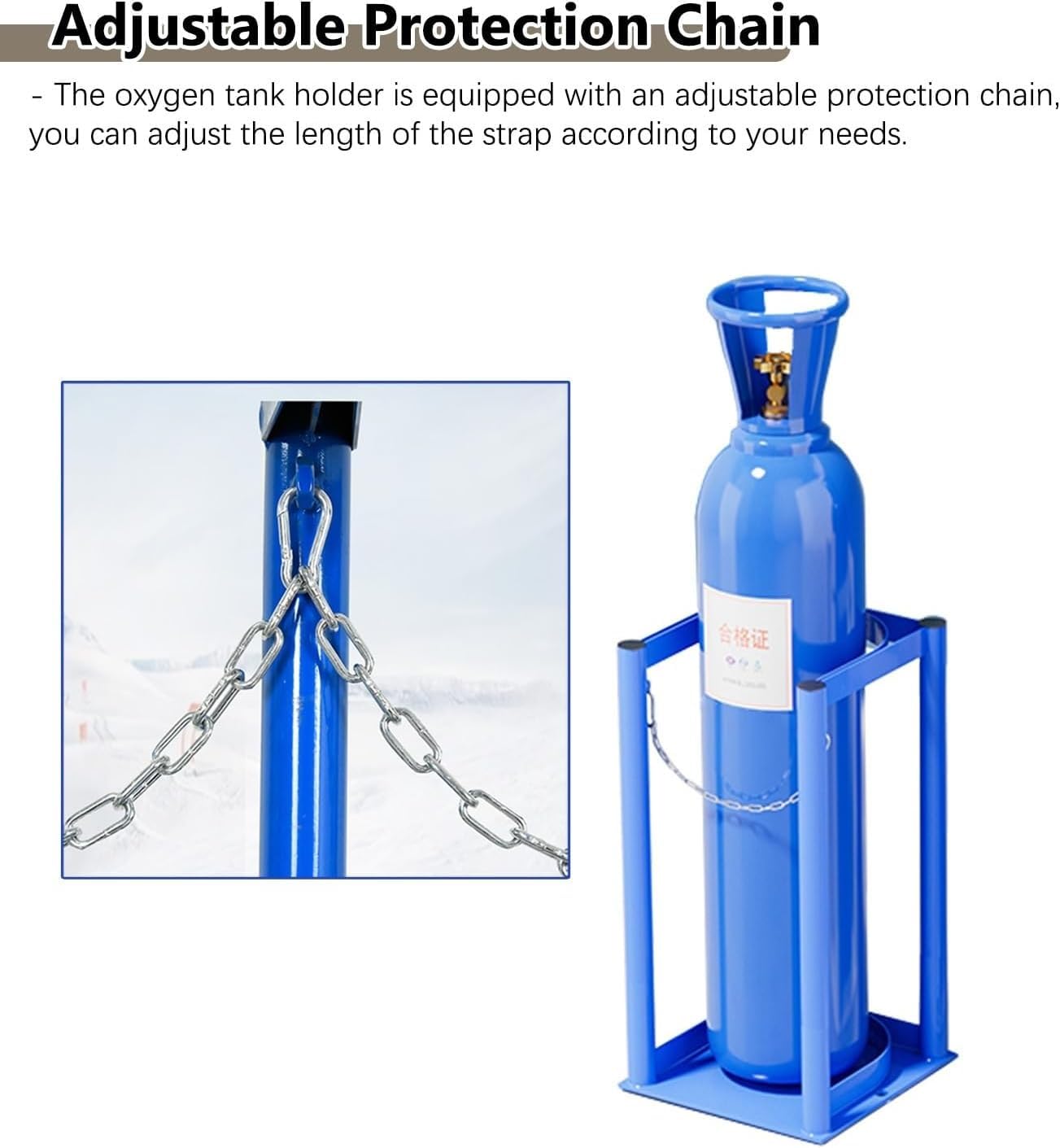 Generisch Sauerstoffflaschenhalterung für Labore, geeignet für 4/5-Liter-Gasflaschen, robuste Halterung mit vorgebohrten Löchern, kompaktes 39-cm-Design zur Lagerung von Propan und Stickstoff.