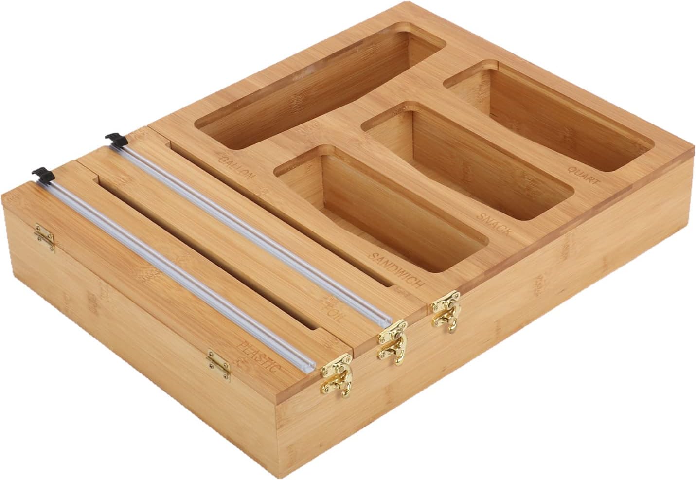 Bamboo Wrap Dispenser With Cutter Cling Wrap Dispenser with Slide Cutter Food Storage Bag