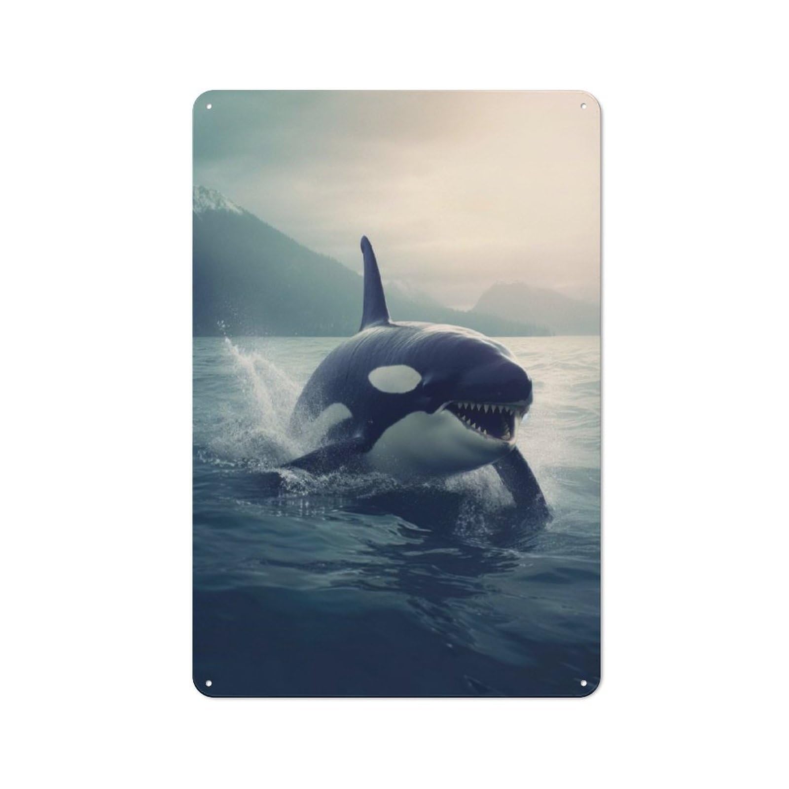 Junmoney Orca 1 Vintage Tin Sign 30X20cm Featuring For Workshop Wall, Gift For Metal Sign Collectors During The Christmas Season