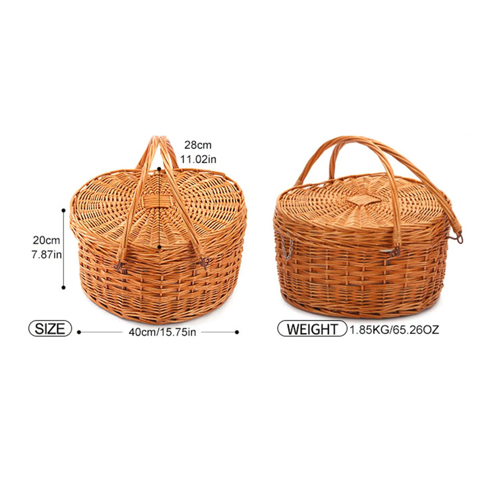 Canasta De Picnic Cesta Tejida En Forma Corazón Almacenamiento Sauce con | Manijas, Juego Vajillas, Revestimiento Tela Acampar, Boda, Comida Al Aire Libre, Día San Valentín, Navidad, Reunión Cumpleaño