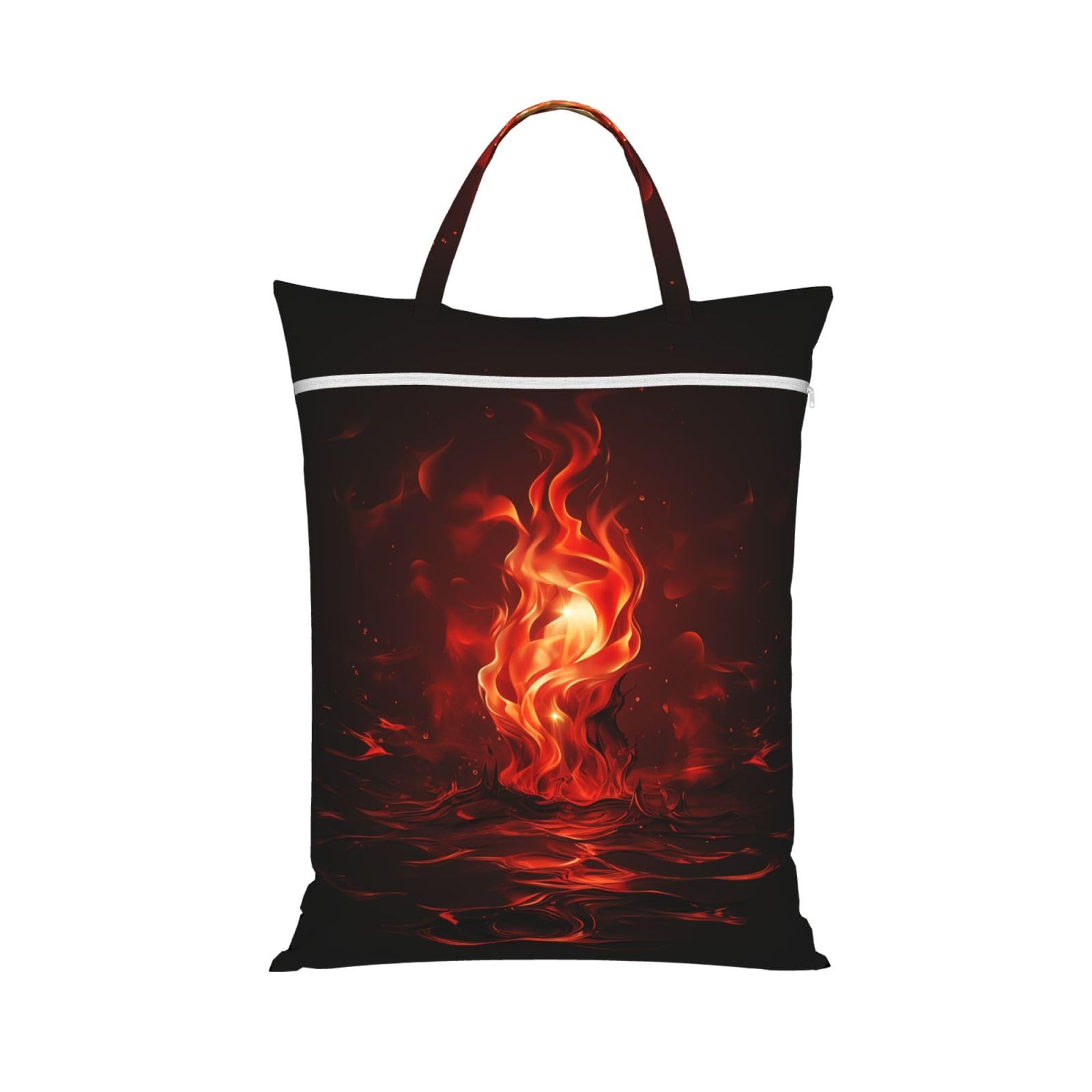 Red Flame Travel Laundry Bag With Zipper Dirty Clothes Bag Water Resistant Laundry Storage Sack Portable Organizer For Travel Beach School Camping Gym
