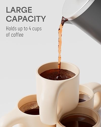 Miniatura 5 de Veken Cafetera francesa con émbolo de 34 onzas, 1 litro, prensa de café de acero inoxidable aislada al vacío de doble pared con 4 pantallas de