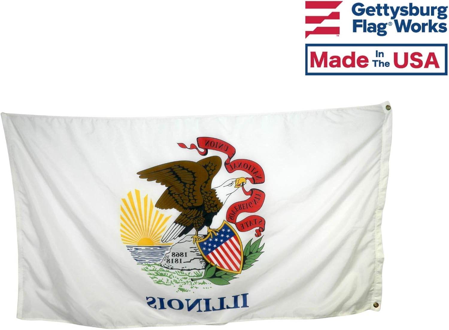 4x6' Illinois State Flag - All Weather Nylon & Reinforced Fly End Stitching - Made in USA (4x6')