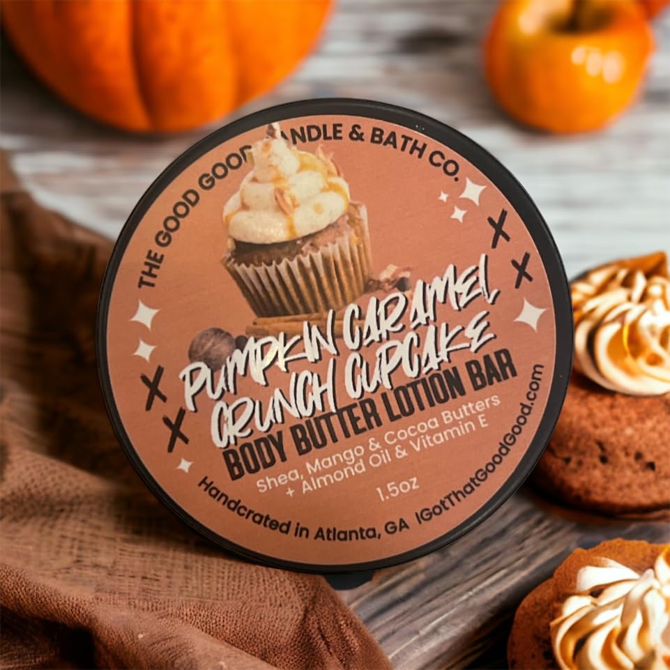 Miniatura 2 de Barra de loción de manteca de karité (cupcake crujiente de caramelo de calabaza) 1.5oz