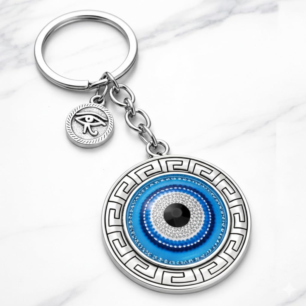 AutokraftZ Evil Eye Keychain for Bike, Car and Home Keys | Good Luck Protection Charm Key Ring | Stylish Evil Eye Key Chain for Daily Safety and Positivity, Decorative Keychains for Everyday Use