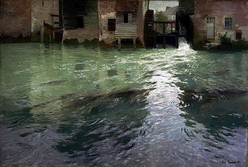 Peinture sur Toile Moulin à eau Frits Thaulow - Tableau Moderne Décoration Murale