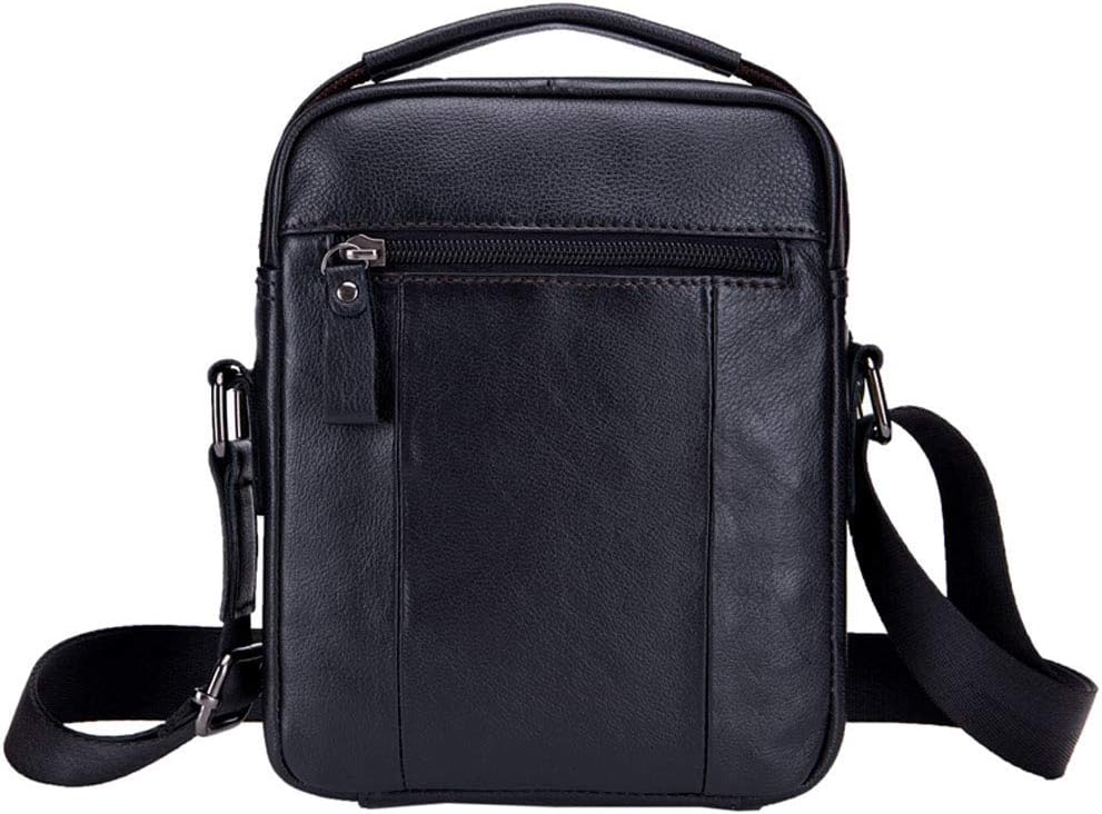 Hebetag Leather Shoulder Messenger Bag Handbag for Men Outdoor Travel Business Crossbody Small Briefcase Phone Wallet Tote Casual Sling Daypack Black - Image 3