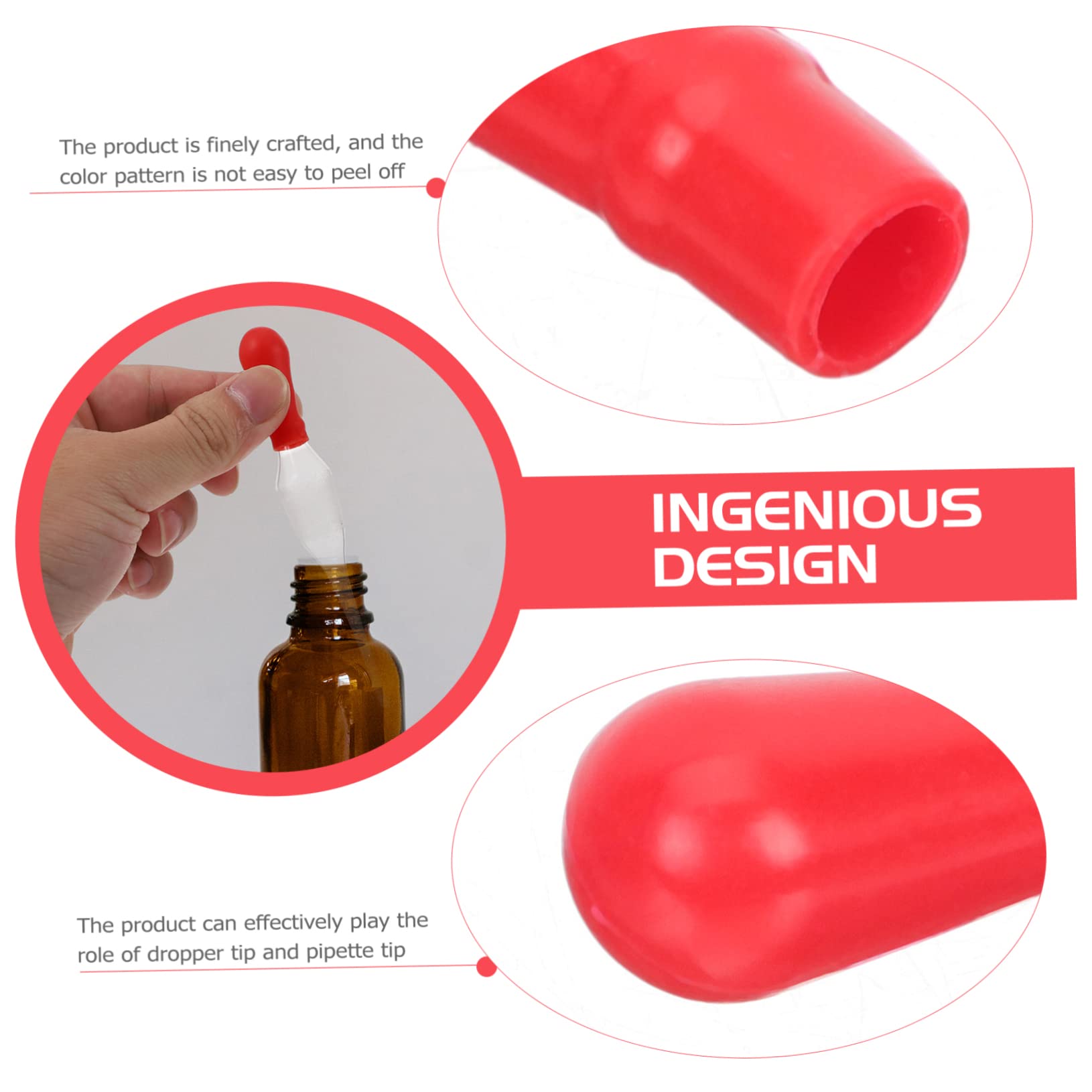 KICHOUSE 2sets Colorful Eye Droppers Pipette Stopper Pipette Bulb Cap Craft Dropper Silicone 50pcs*2