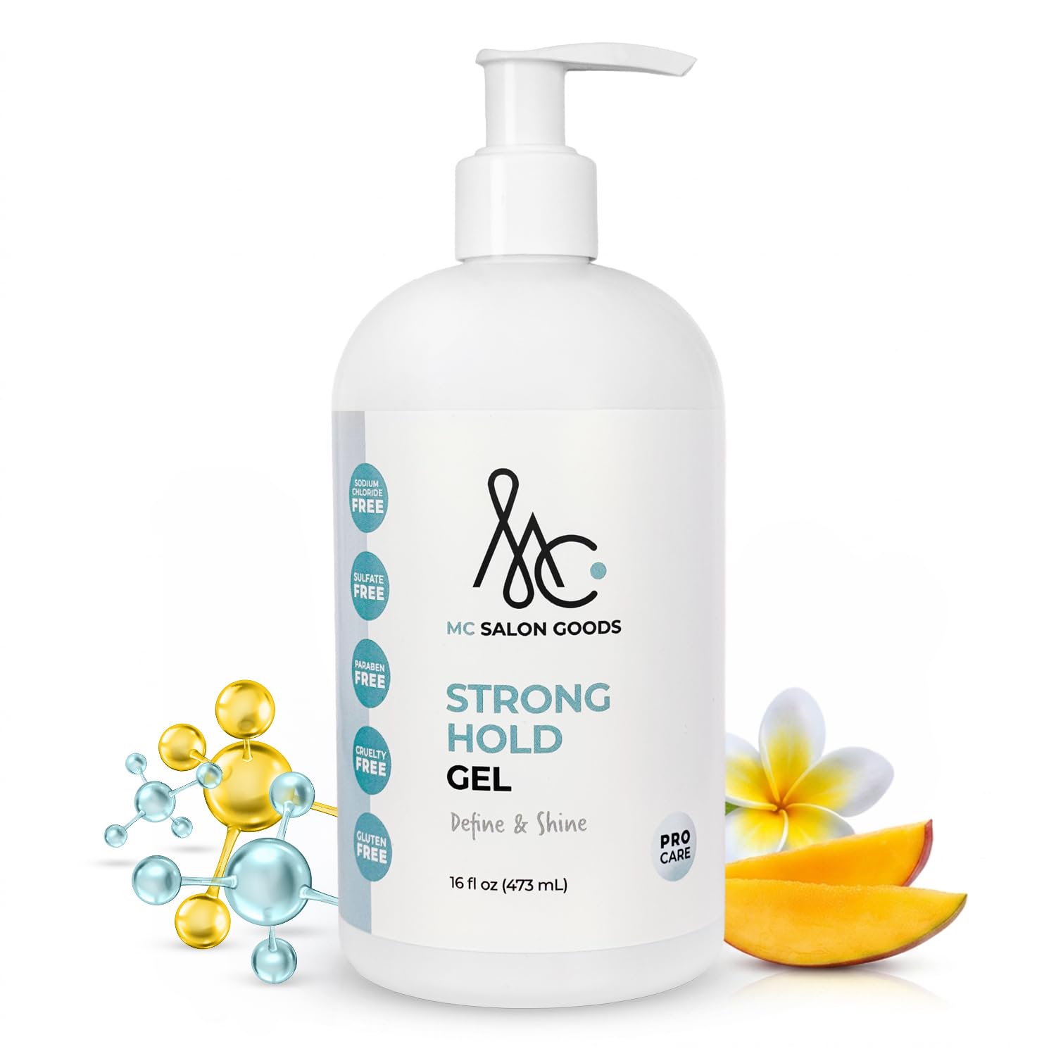 MBS The Agora MC Salon Goods Strong Hold Gel for Women | All Hair Types Including Thick & Curly Hair | Long Lasting Styling Gel with Maximum Control and Definition | 16 oz