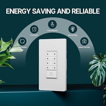 TOPELER Countdown Digital Timer Switch, Repeat in-Wall Timer Switch, Programmable Delay Time Up to 4H, for Household Exhaust Fan or Light, Screwless Plate Include, White, 2 Pack