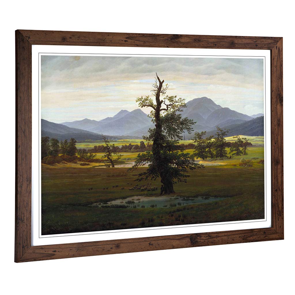 Big Box Art Framed Print of Friedrich Caspar David The Lonely Tree Design | Wall Art Picture | Home Decor for Kitchen, Living Room, Bedroom, Hallway, Walnut, A2 / 24.5x18 Inch / 62x45cm