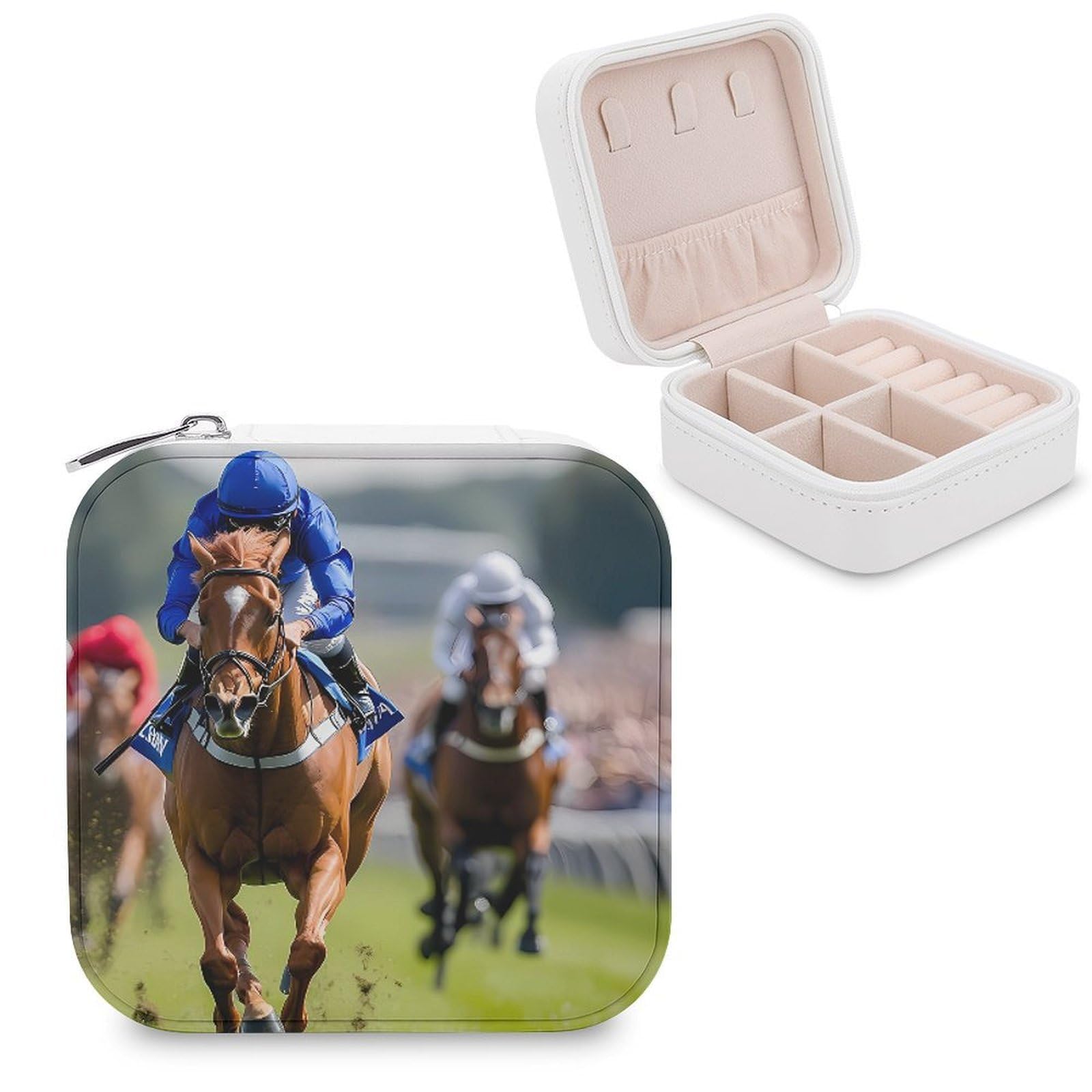 CUTJMDNGH Horse Racing Jewelry Box for Women Jewellery Case Organizer Storage Boxes Craft