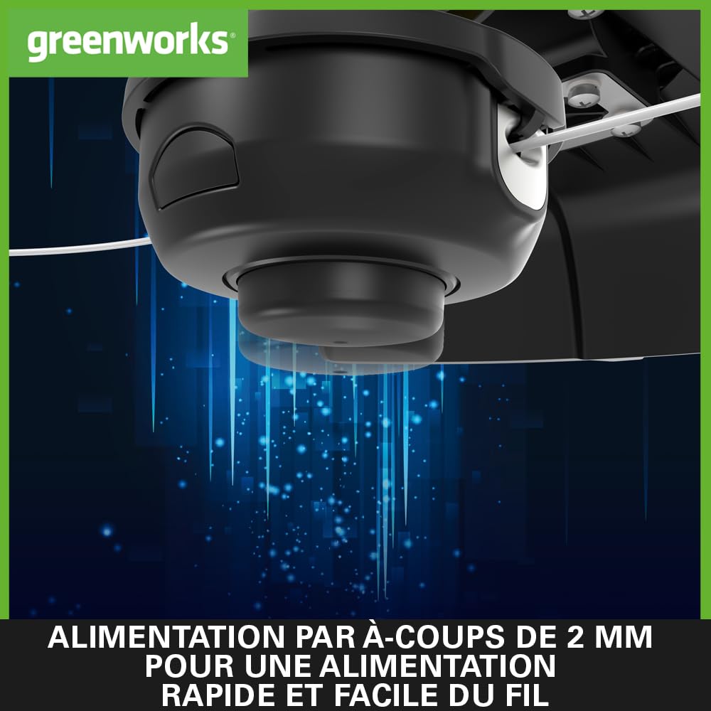 Greenworks Débroussailleuse à Fil Électrique 230V, Moteur Électrique 40cm Largeur de Coupe 2mm Fil, Tête d'Alimentation par Frappe au Sol Semi - Automatique GST1246