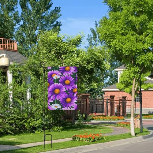 Drapeaux décoratifs motif marguerite violette extérieur jardin - 7