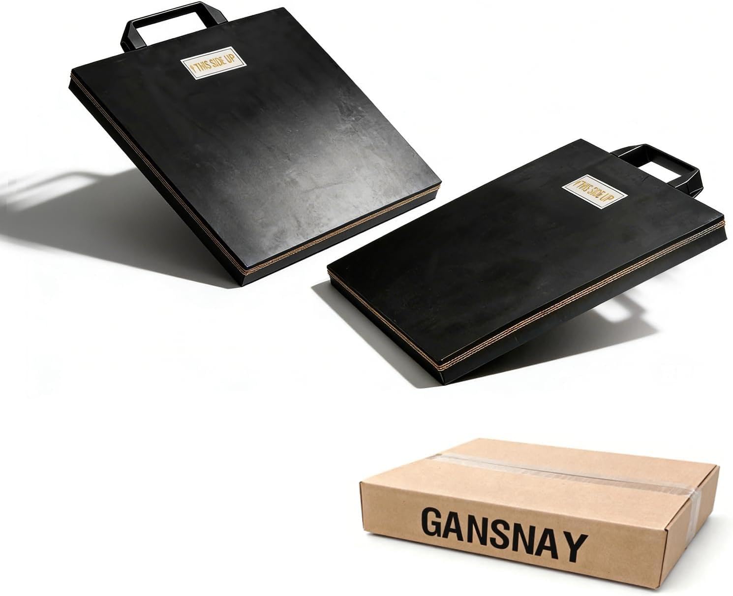 2 Pack Outrigger Pads, Non-Slip Jack Pads with Handle, Stabilizing Pads for Truck/Trailer/RV, Solid Rubber Nylon Reinforced, 100T Capacity, Concave Arc Base for Enhanced Grip, 12"x12"x0.9″