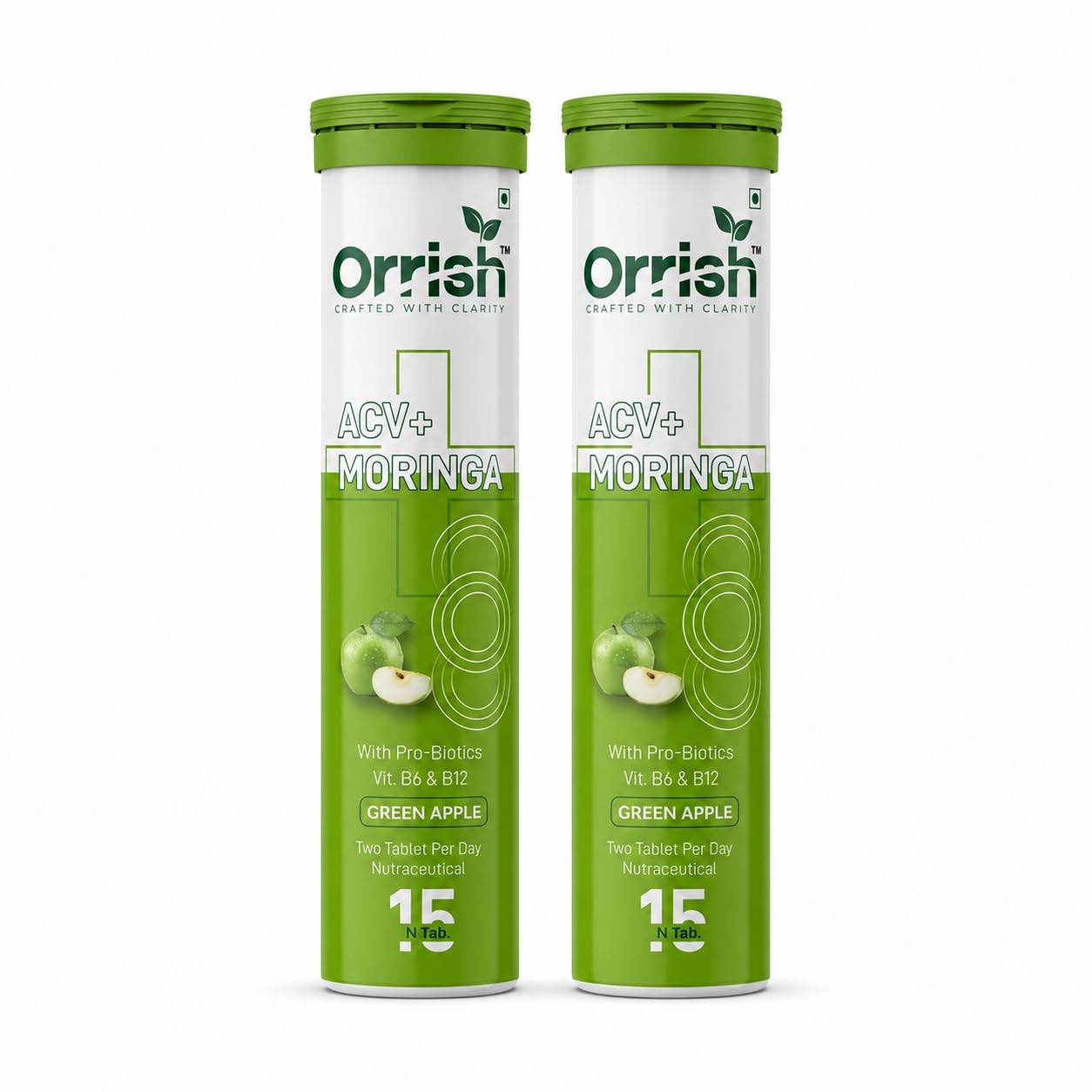ACV + Moringa Effervescent Tablets, Probiotics, Inulin, Vitamin B6 & B12, Supports Gut Health Metabolism, Pack of 2-picture-36