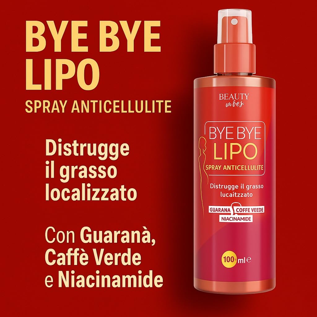 Bye Bye Lipo Spray Anticellulite 200ml | Trattamento Snellente e Tonificante, Niacinamide, Attivi Rassodanti Corpo
