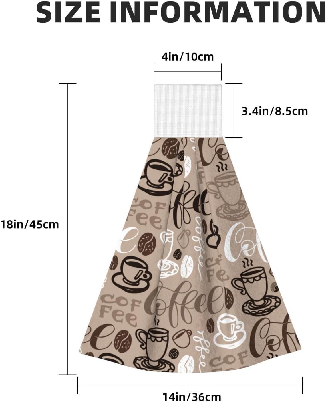 Coffee Hanging Tie Towels Set of 2 Soft Absorbent Kitchen Hand Towels with Hanging Loops for Kitchen Bathroom Farmhouse Home Decor 18 x 14 Inch - Image 3