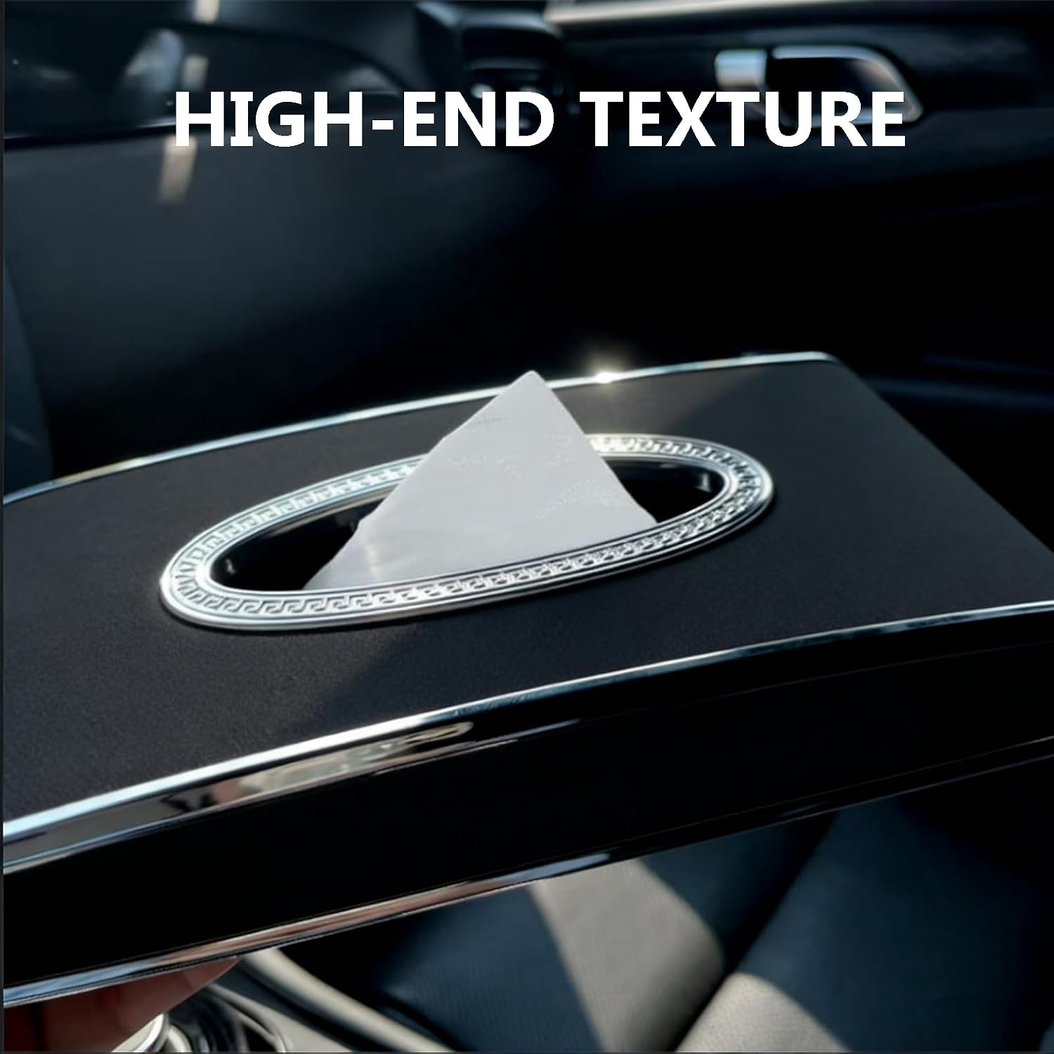 Faux Leather Car Tissue Box for Car Interior, Multi-Function Tissue Holder with Visor Clip, Armrest & Back Seat Napkin Organizer, Vehicle Tissue Dispenser Accessories (Black Hanging)