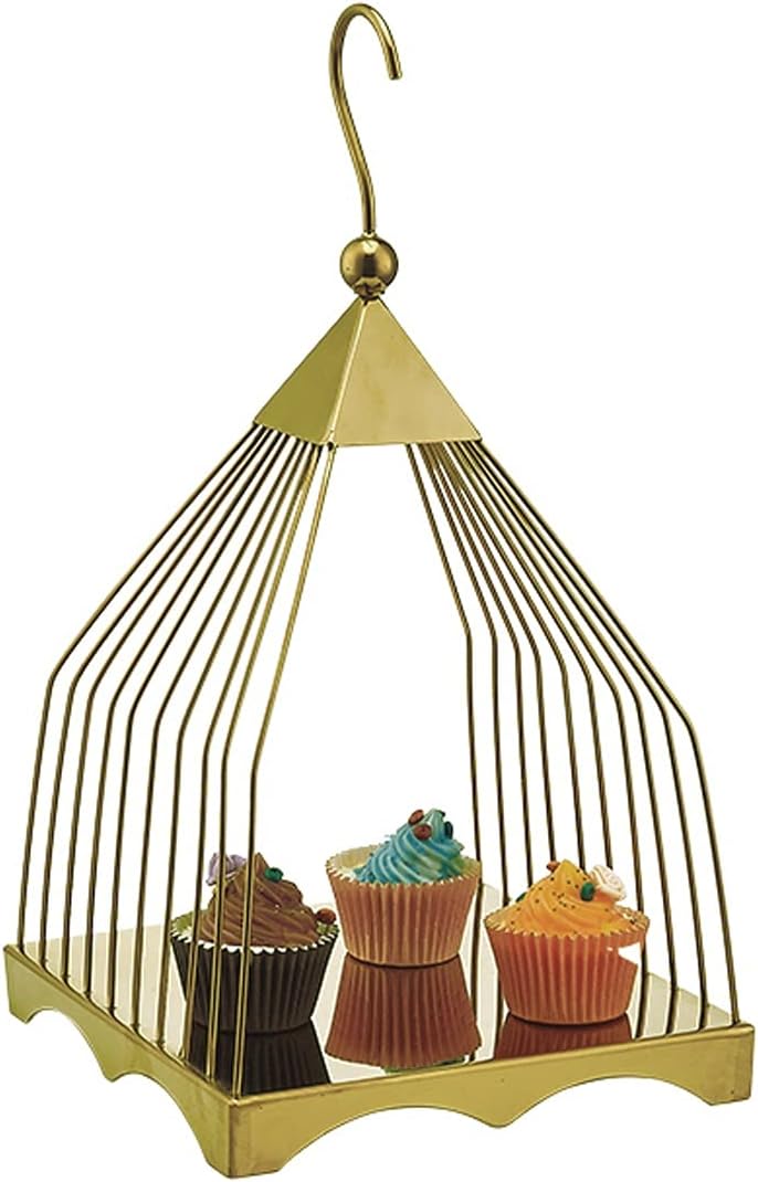 Square Stainless Steel Dessert Table Creative Cupcake Disy Stand Multi-Layer Wedding Table Pastry Serving Tray Cup(C,Two Tiers)