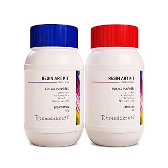 TRENDIKRAFT 2:1 Crystal Clear Epoxy Resin Art Kit with Liquid Hardener Raisins Art & Craft Material For Beginners Artists DIY Activities with High Gloss, Odour Free, Bubble Free Smooth Rasin,150 gms