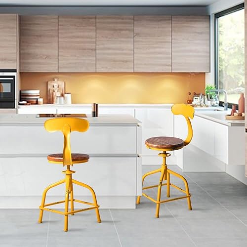 Miniatura 10 de Topower Taburete de cocina de granja, taburete de mostrador industrial, asiento redondo de cocina decorativo, altura estándar, taburetes de bar