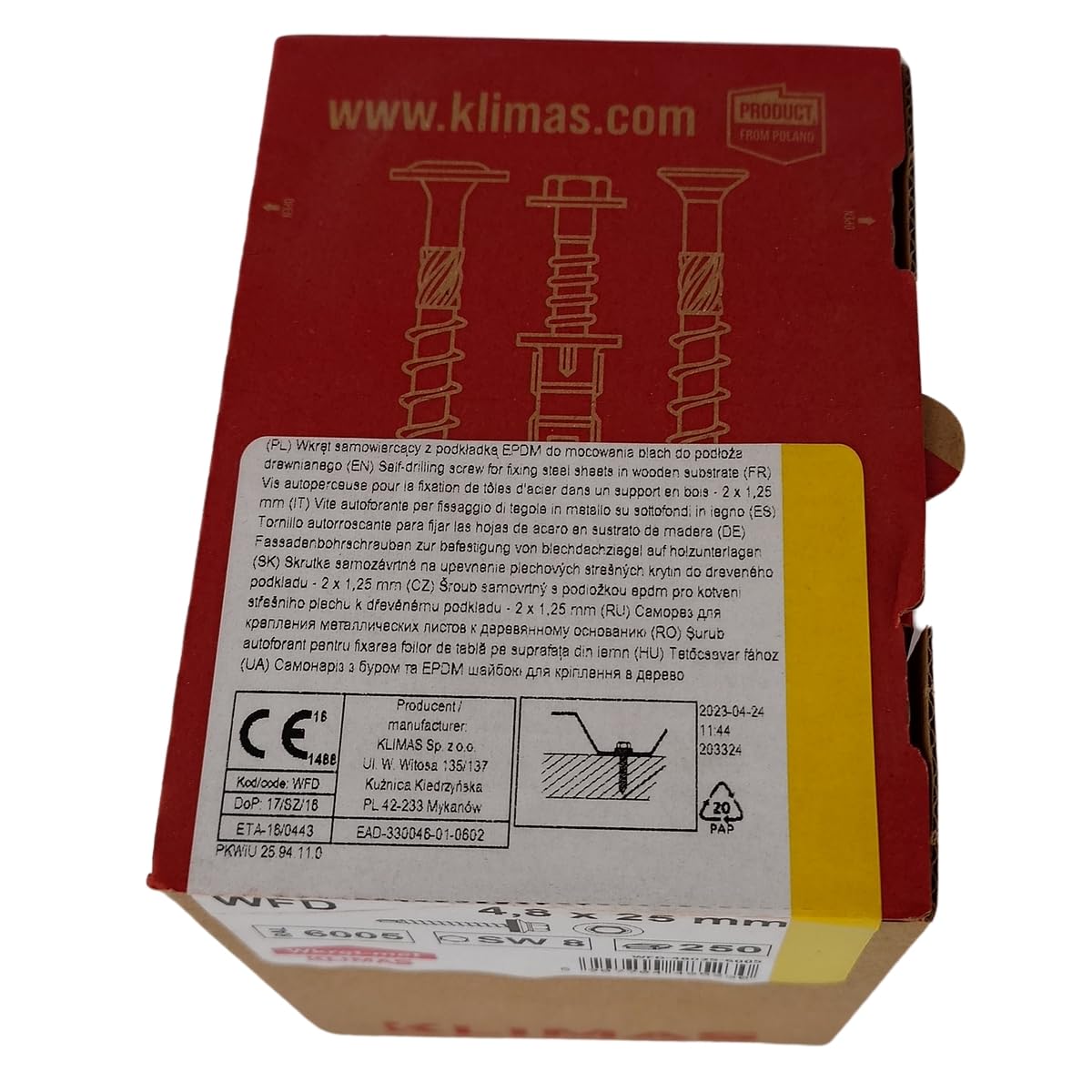 Bohrschrauben Mit Dichtscheibe 4,8x20mm RAL 8017 Braun - 250 Stück Packung