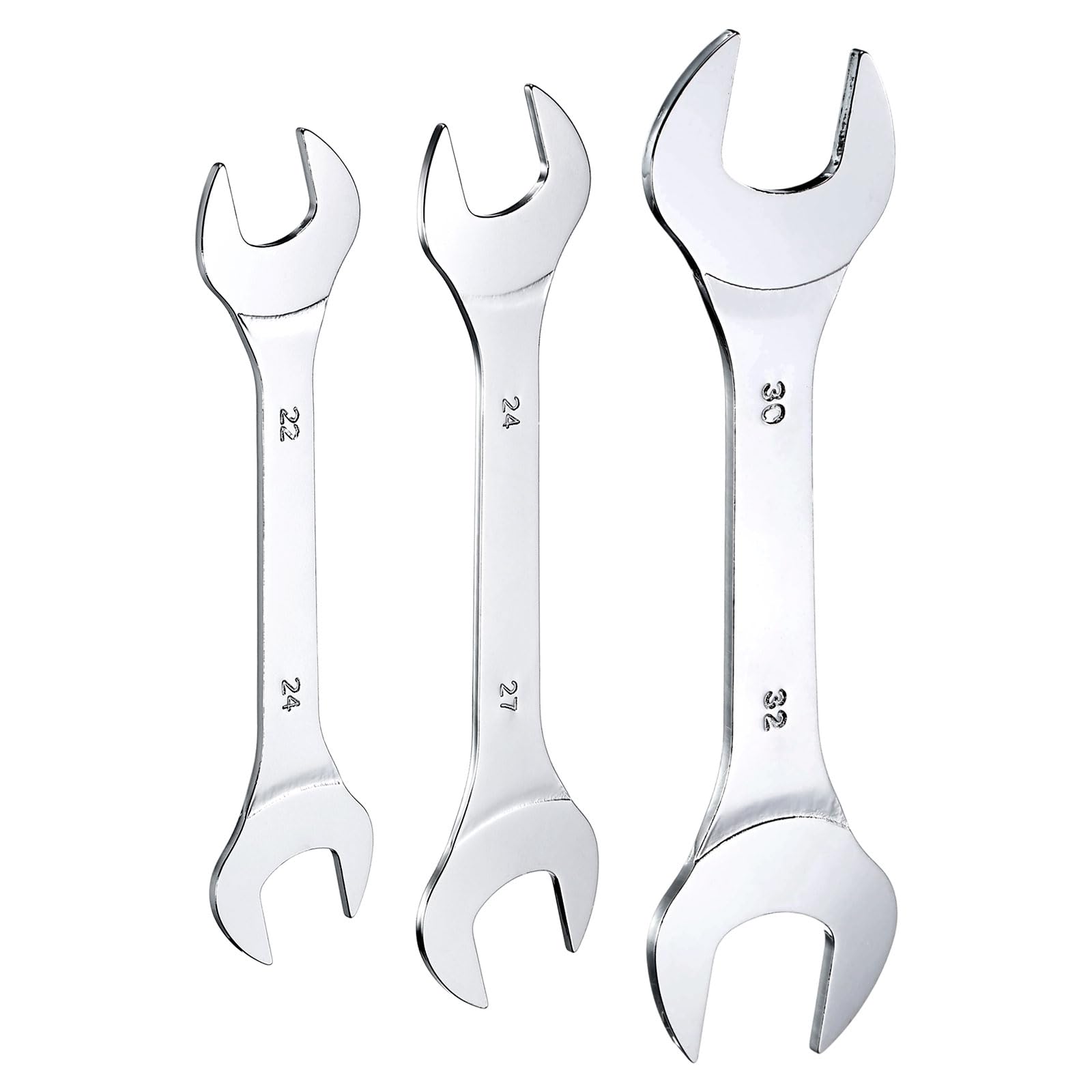 HARFINGTON 3pcs Double Open End Thin Wrench Set 22×24/24×27/30×32mm Metric Super Thin Small Flat Head Wrench Mirror Polished Open Ended Spanner for