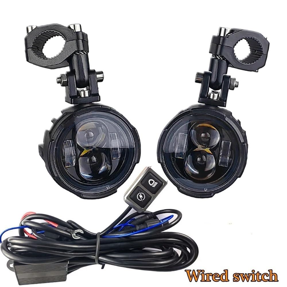 Zusatzscheinwerfer Motorrad 1 Paar 100 W Motorrad-Scheinwerfer, Nebelscheinwerfer, zusätzliches Fahrlicht, zweifarbiger Blinker