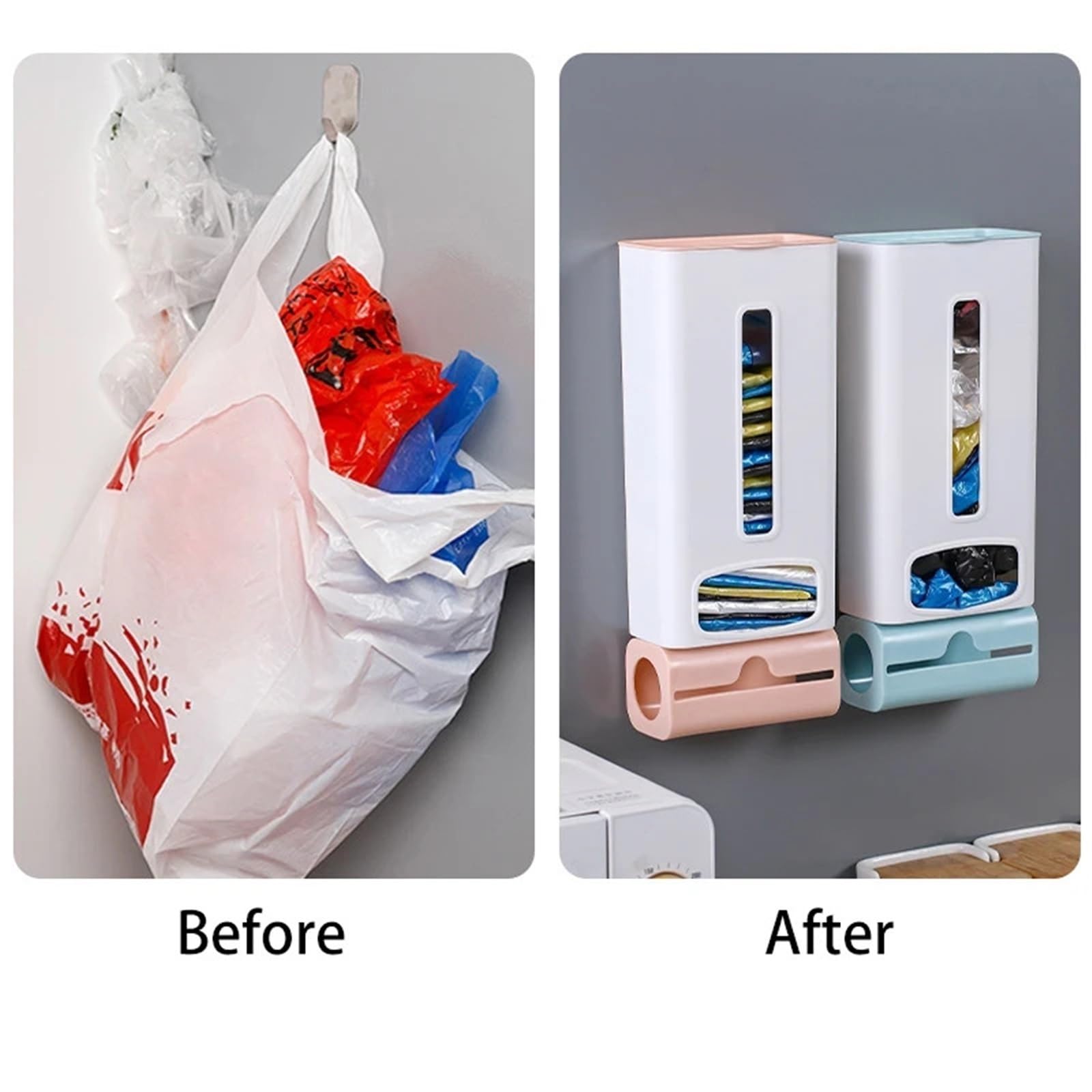 Dispensador De Bolsas De Basura Caja de almacenamiento de bolsas de basura for colgar en la pared, organizador de bolsas de plástico for cocina, dispensador de bolsas de basura for baño, accesorios de