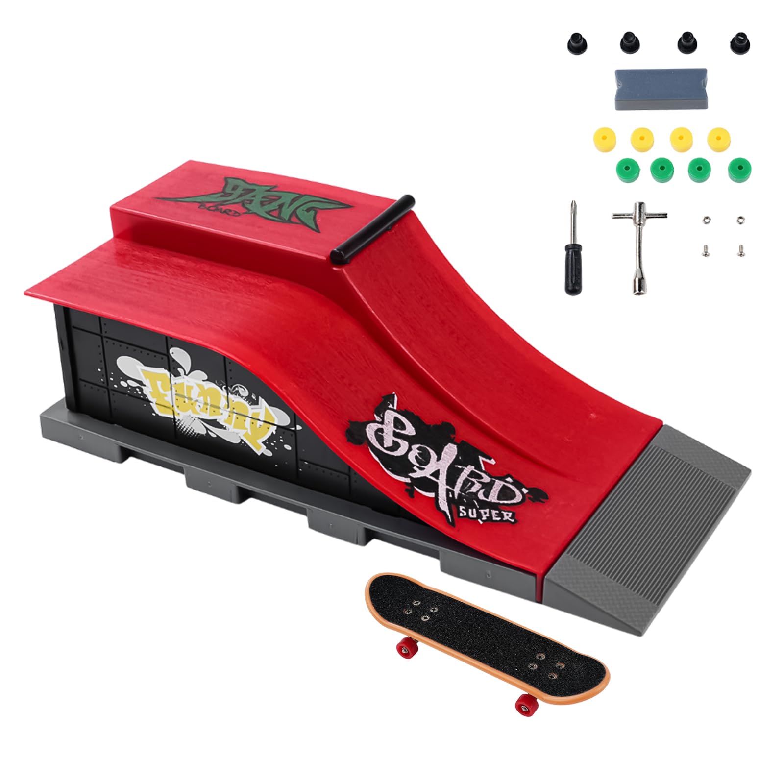 BuyWeek Kit Rampa per Skateboard per Dita Skateboard da Dito, Mini in ABS per Bambini Allenamento