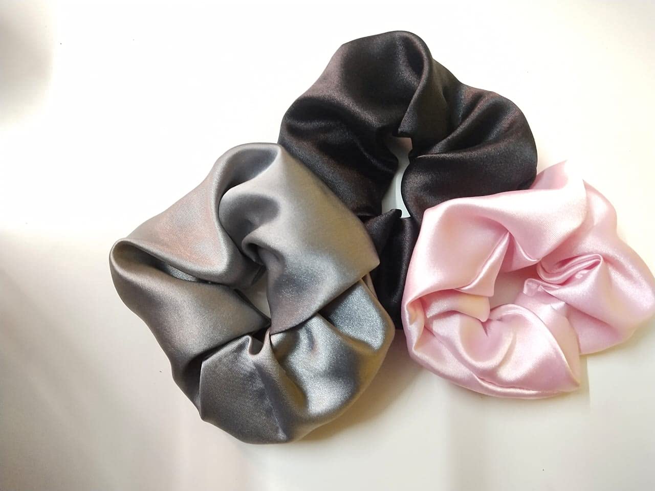 M Square satin Silk hair scrunchies, multicolour scrunchiesPACK OF 3