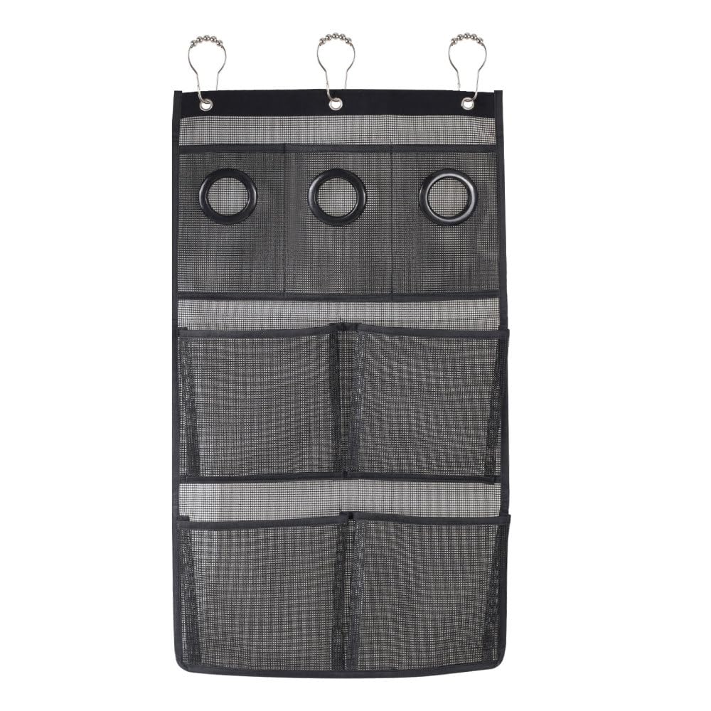 MiOYOOW Mesh Shower Caddy Bathroom Hanging Storage with Hooks Quick Dry Shower Organizer Bag for Track Washing Line