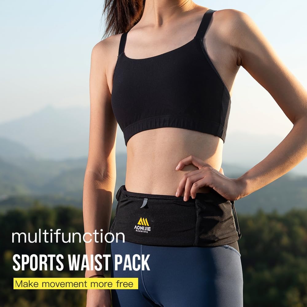 ICE FLAME Running Belt, Fitness and Running Fanny Pack for Women and Men, Waist Band Pack for Phone Keys Money, Moisture Wicking Storage Belt - Image 2