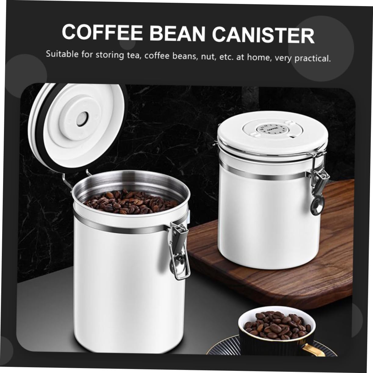1 Satz Kaffeebohnen Dose mit Löffel Luftdichter Behälter für Tee Gewürze und Lebensmittel Praktische Aufbewahrungslösung für Zuhause