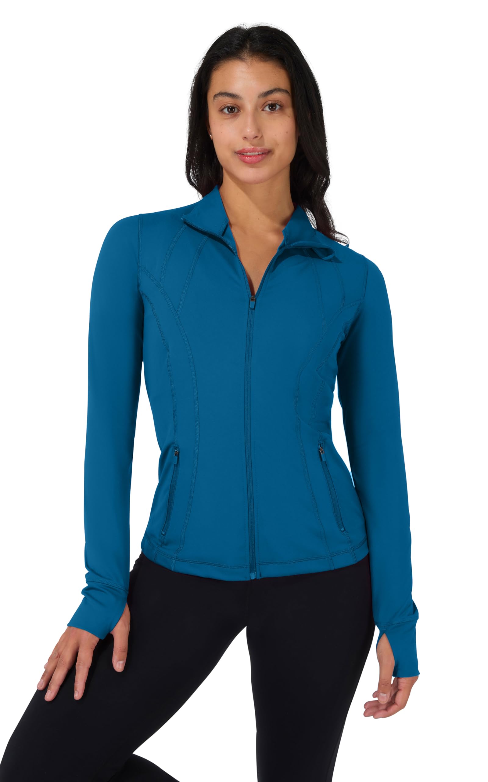 90 Degree By Reflex Full Zip Running Track Jacket Lightweight Athletic Slim Fit Jacket with Thumbholes